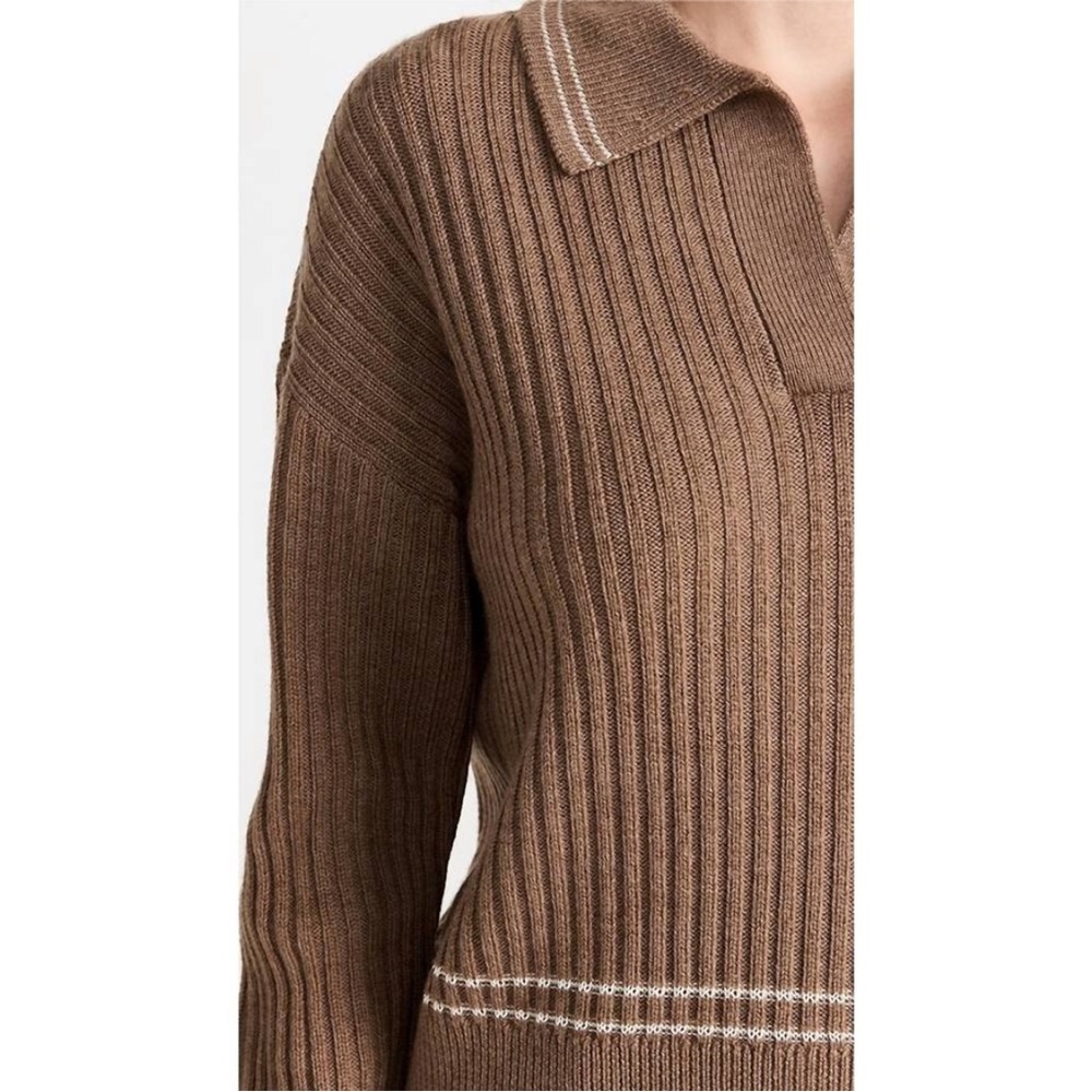 Rag & Bone Monti V-Neck Polo Extra Fine Merino Wool Long Sleeve Sweater Size S - Picture 6 of 12